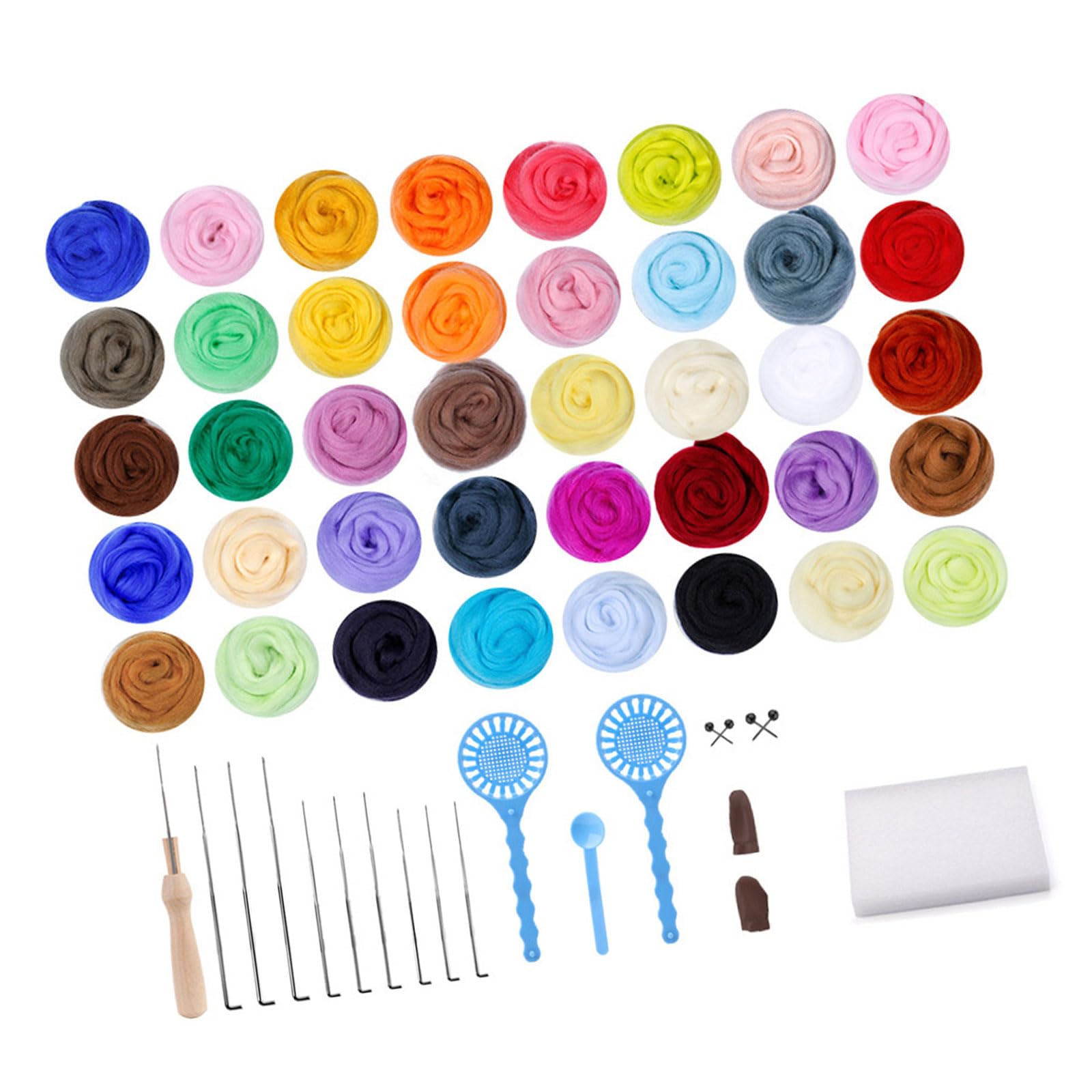Easusy Kit Per Infeltrimento Ad Ago - 42 Colori Di Lana Cardata + 30 Aghi E Accessori In Scatola Portatile