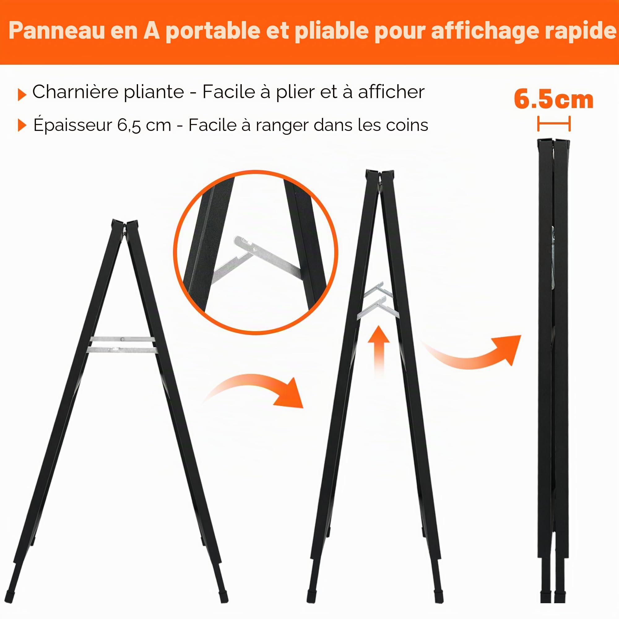 Cadre A1 pour trottoir - Double face - Robuste - Avec 2 feuilles en plastique ondulé - Pour publicité extérieure, vente, entreprise