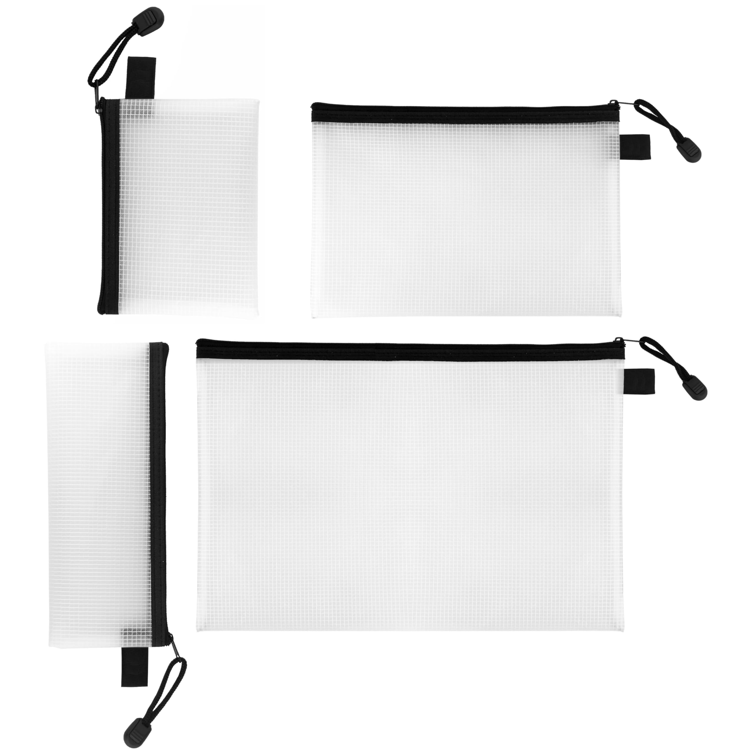 LEVIATAN Set of 4 Transparent Zip Bags A4, A5, A6 and 85 x 210 – Plastic Zip Wallets - Waterproof EVA Pouch for Documents, Stationery & Cosmetics — image 1