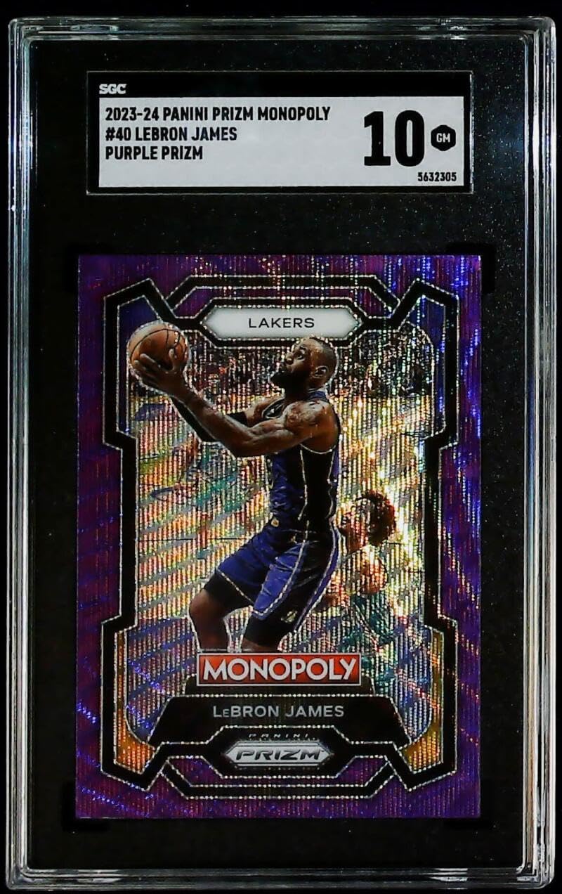 2023-24 Panini Prizm Monopoly Purple Prizm #40 Lebron James NBA Basketball Trading Card Graded SGC 10 (GEM MINT) Los Angeles Lakers
