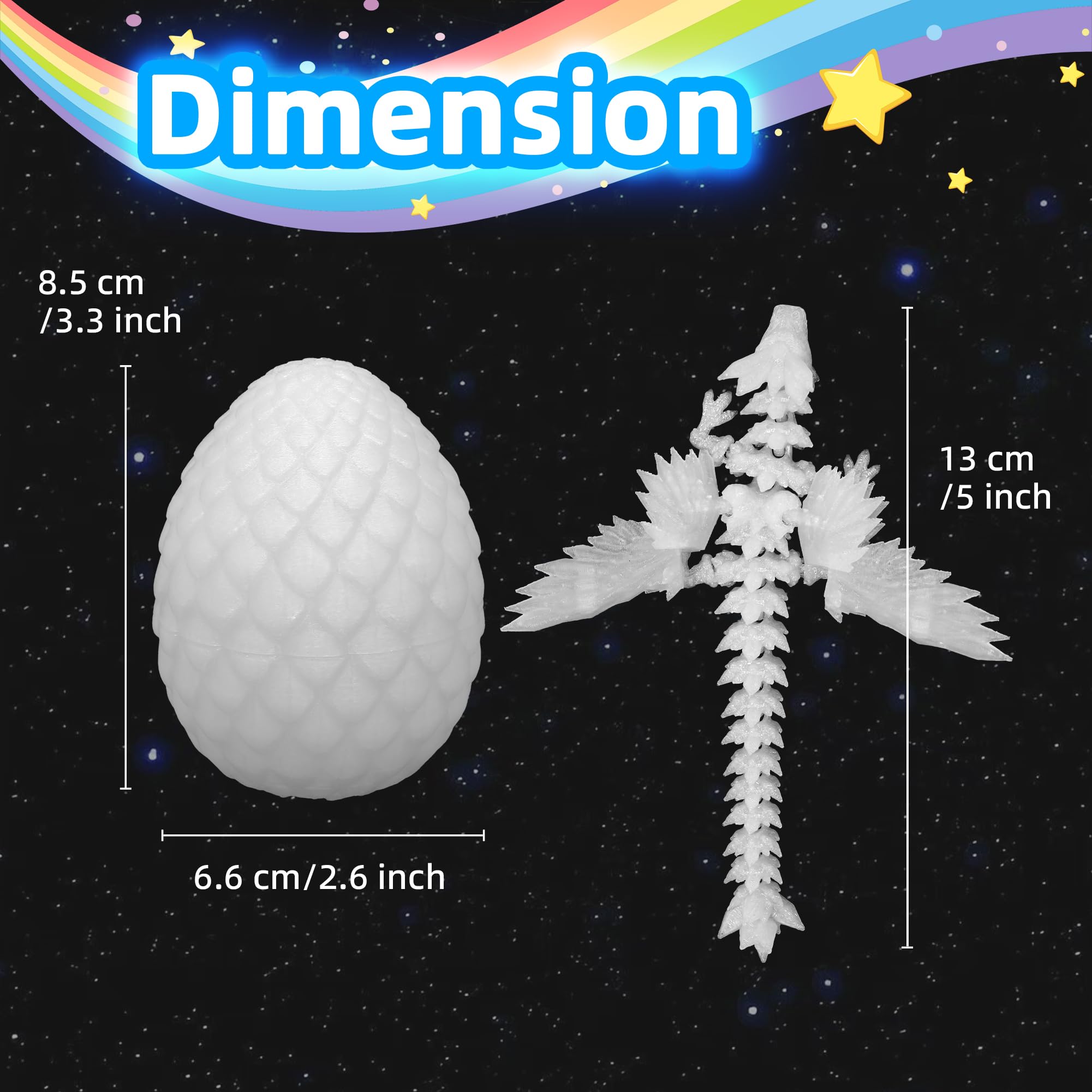 Flavery 4 Pack 3D Printed Dragon Egg, Small Scale Egg with Wings Dragon Inside, 3D Printed Fidget Toys - Image 3