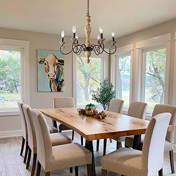 Tescruant Rustic French Country 6-Light Mid Century Modern