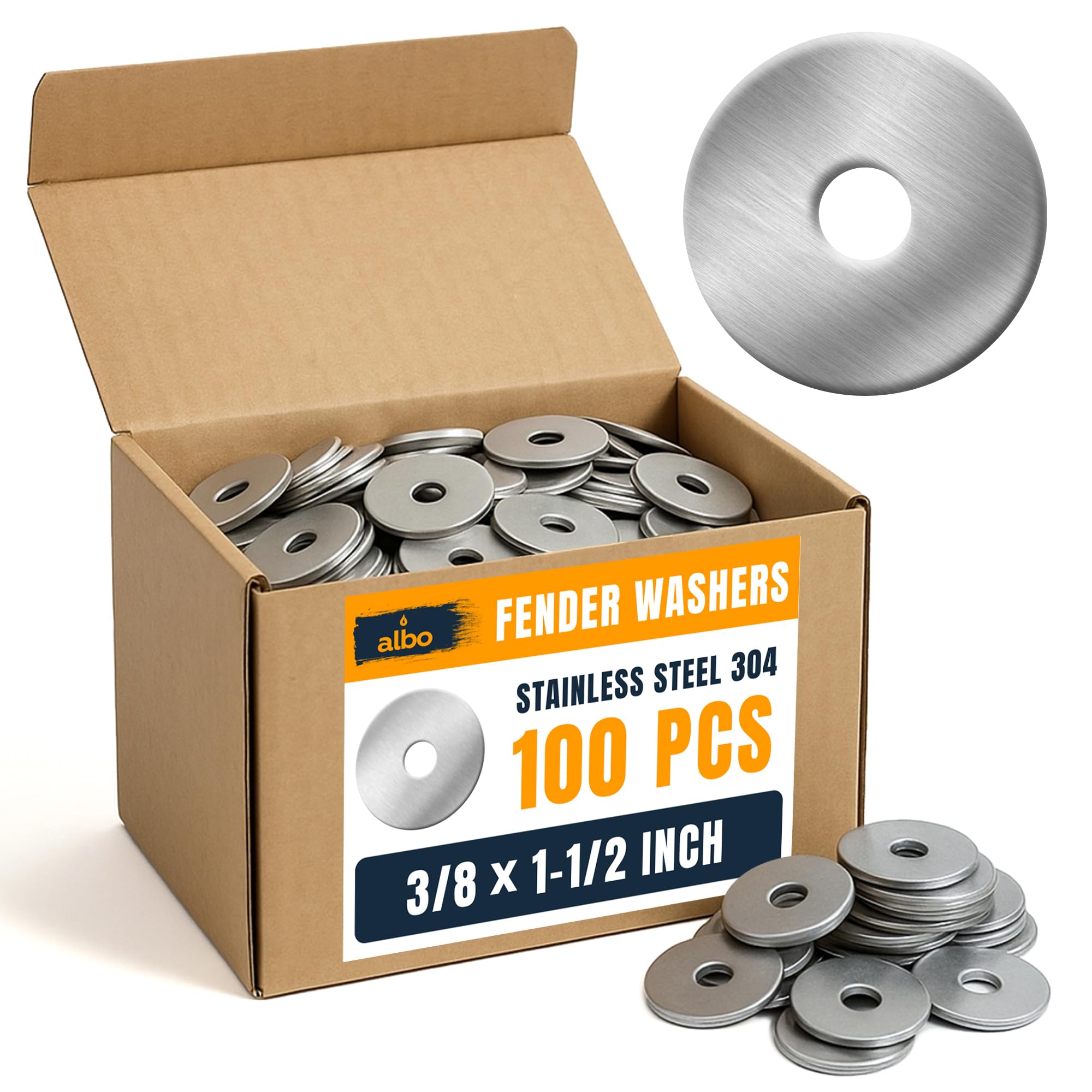 Stainless Steel Fender Washers - 250 Pcs -13
