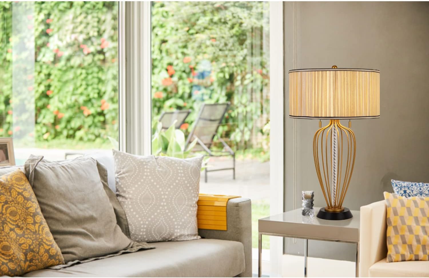 Cal Lighting BO-2859TB Transitional Two Light Table Lamp from Laval Collection in Brass Finish, 18.00 inches