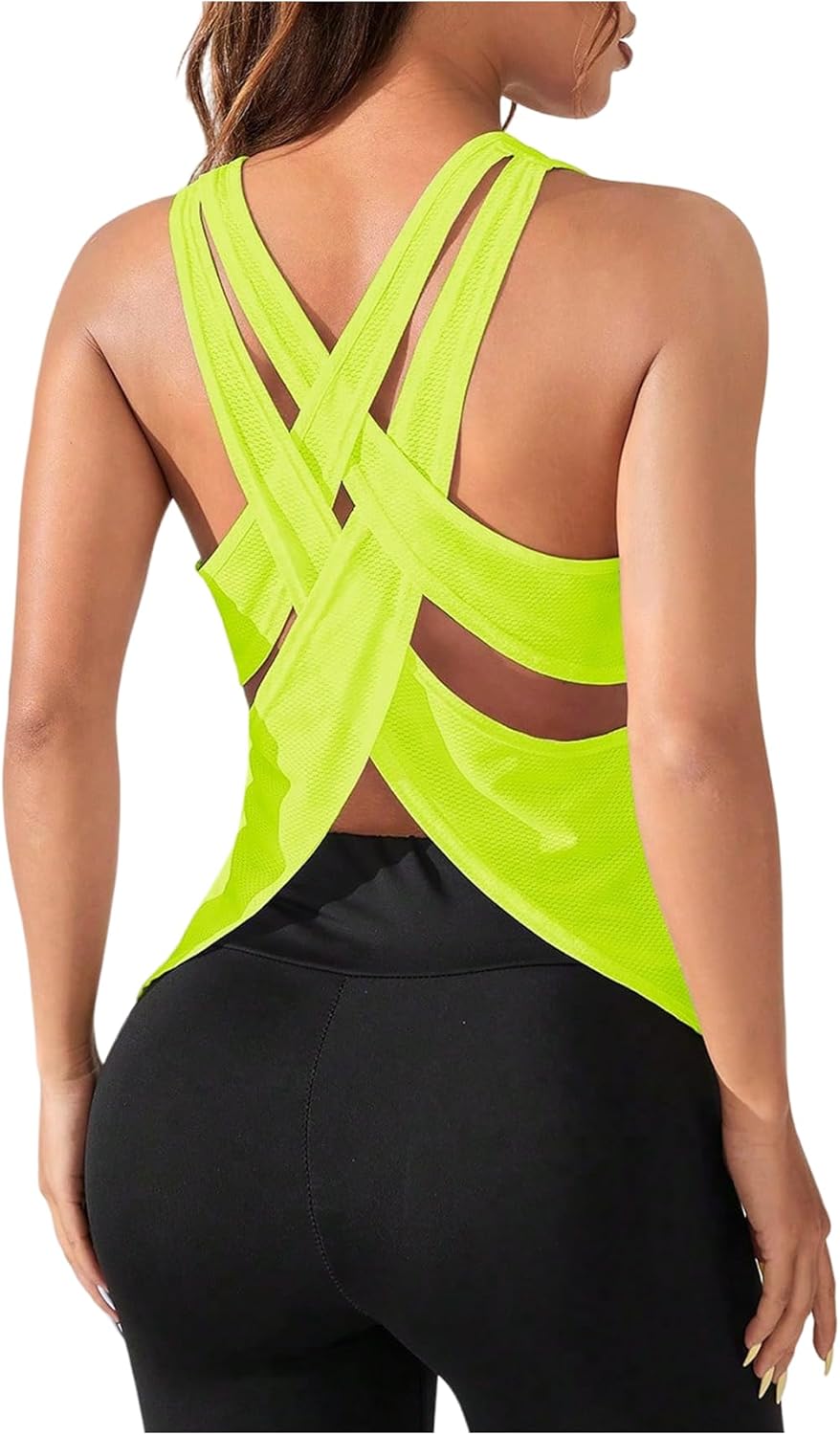 OYOANGLE Women's Sleeveless Workout Tops Racerback Athletic Loose Shirts Lightweight Yoga Gym Clothes Running Tank Tops