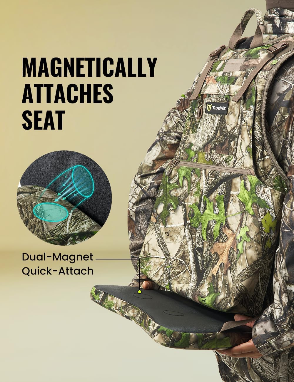 TIDEWE Turkey Vest with Seat, MOLLE System Tactical Hunting Vest with 4 Modular Add-Ons, Turkey Hunting Vest for Men & Women - Image 5