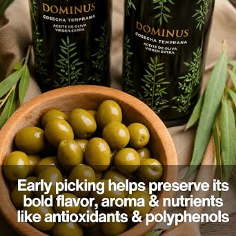 Dominus Early Harvest Extra Virgin Olive Oil | High Polyphenol Olive Oil | Olive Oil for Gourmet Cooking & Health, 500 mL