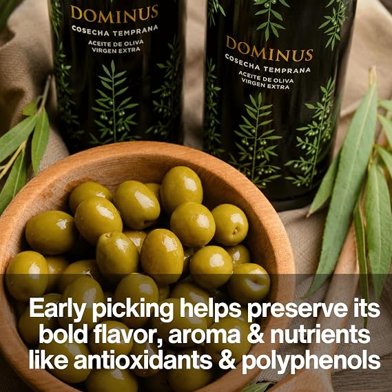 Dominus Early Harvest Extra Virgin Olive Oil | High Polyphenol Olive Oil | Olive Oil for Gourmet Cooking & Health, 500 mL