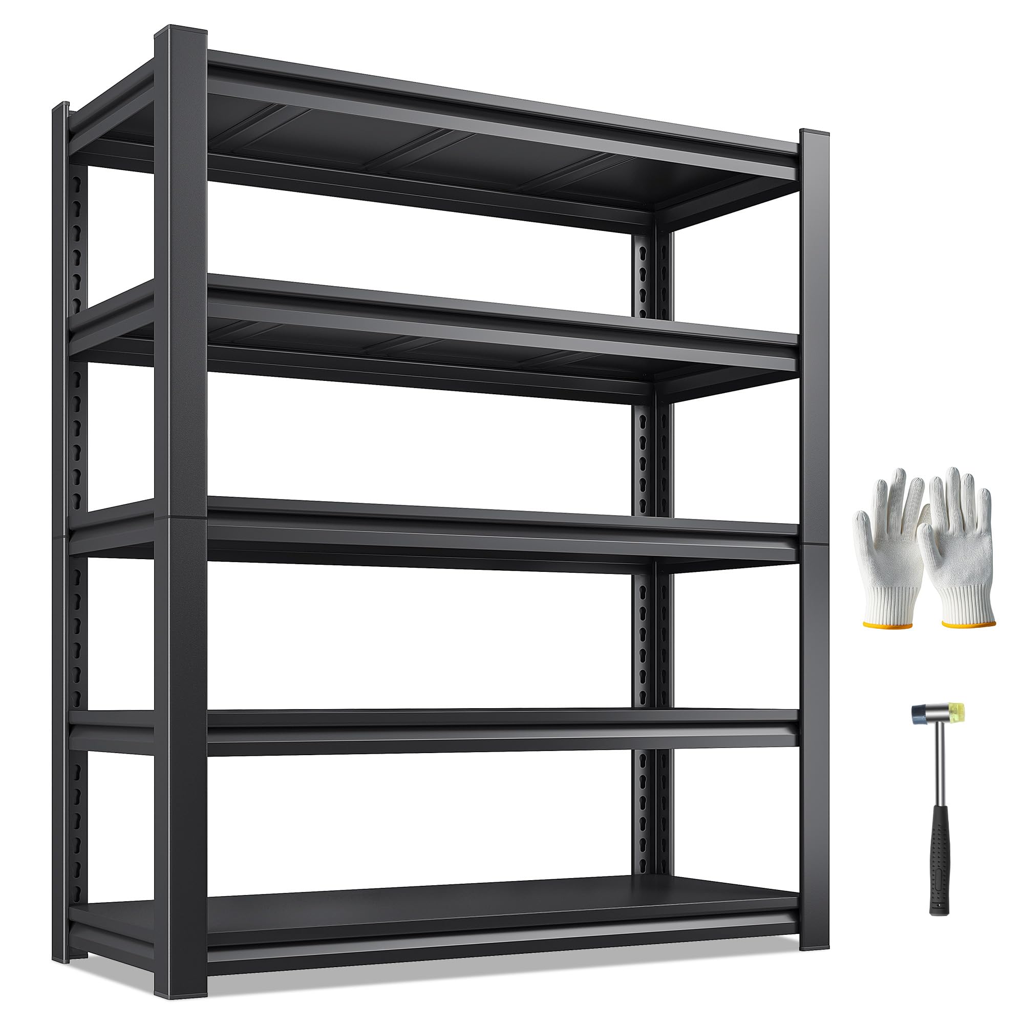 REIBII Garage Shelving 3000 LBS Storage Shelves Adjustable Metal Shelving, 5 Tier Garage Shelves for Basement, Warehouse, Kitchen, Pantry, Commercial, 72" H x 36" W x 16" D