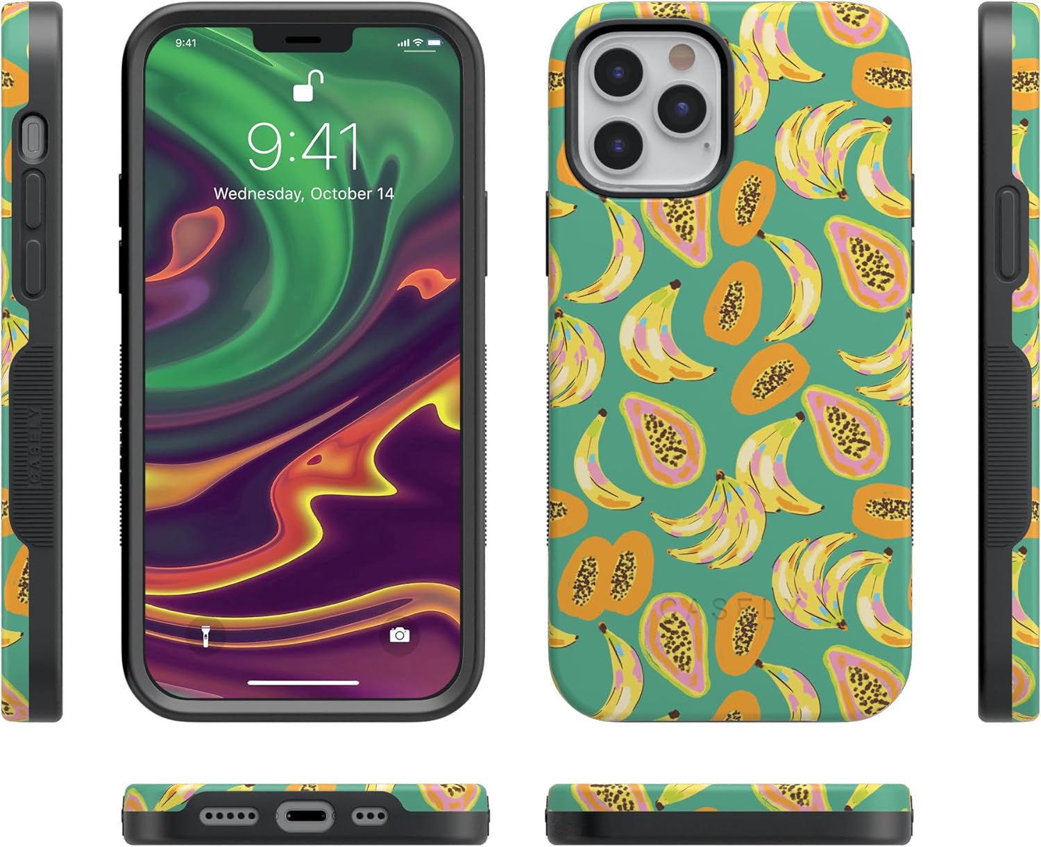 Casely iPhone 12 Pro Max Case | Papaya Palms | Dippin' Daisy's Tropical Vacation | Bold Protective Design | Compatible with MagSafe