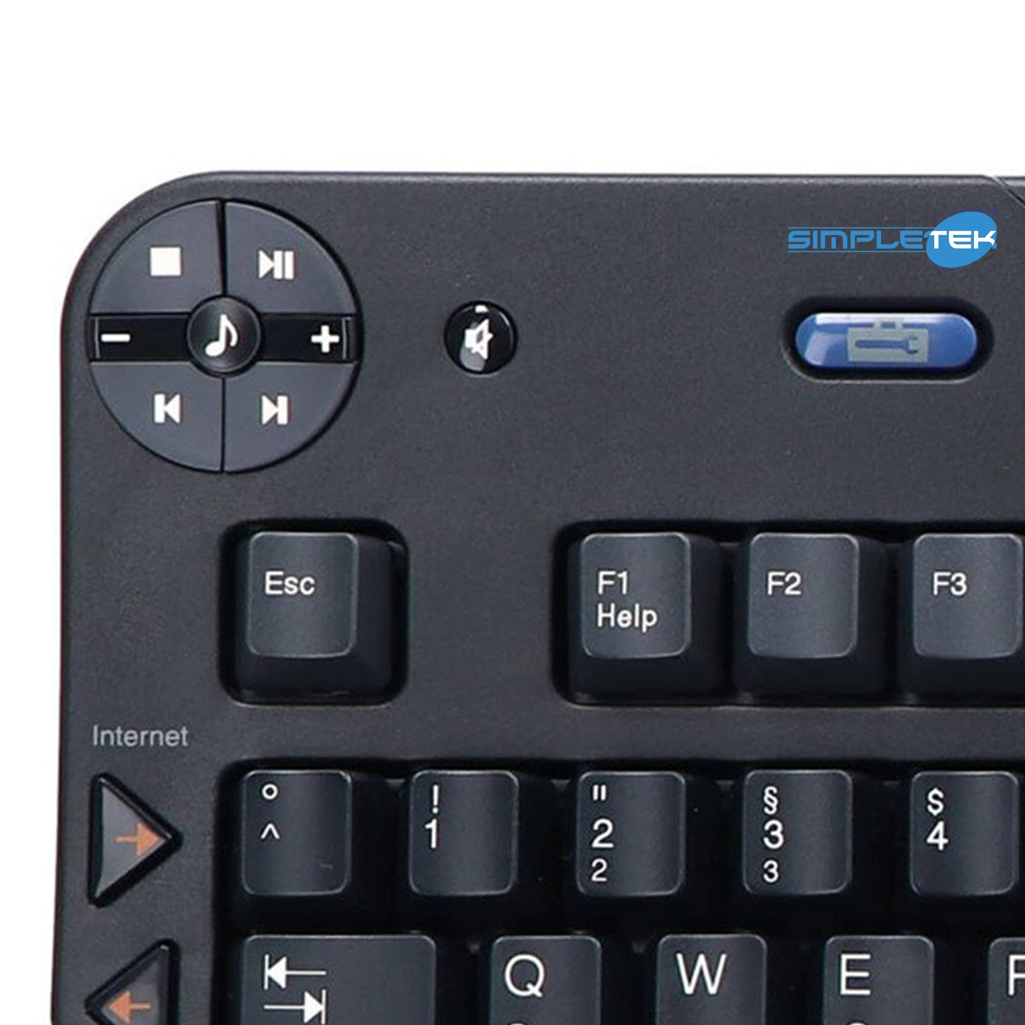 SIMPLETEK - Tastiera Multimediale USB AZERTY Belga BE Hub Poggiapolsi Nera | Tastiera programmabile USB con layout AZERTY belga, hub USB integrato per periferiche, poggiapolsi e profilo multimediale