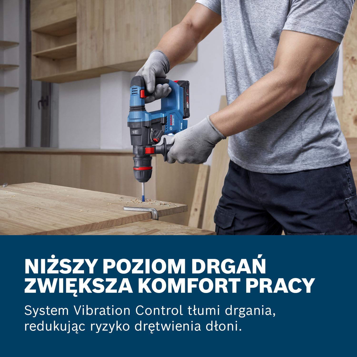 Bosch Professional 18V System Akumulatorowy młot udarowo-obrotowy GBH 18V-18 (uchwyt SDS plus, zestaw: 2 akumulatory 18 V / 2,0 Ah, ładowarka GAL 18V-20)