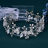 Vista 4 de Diadema de boda para novias, flores y hojas, vid hecha a mano, accesorios para el cabello para mujeres y niñas