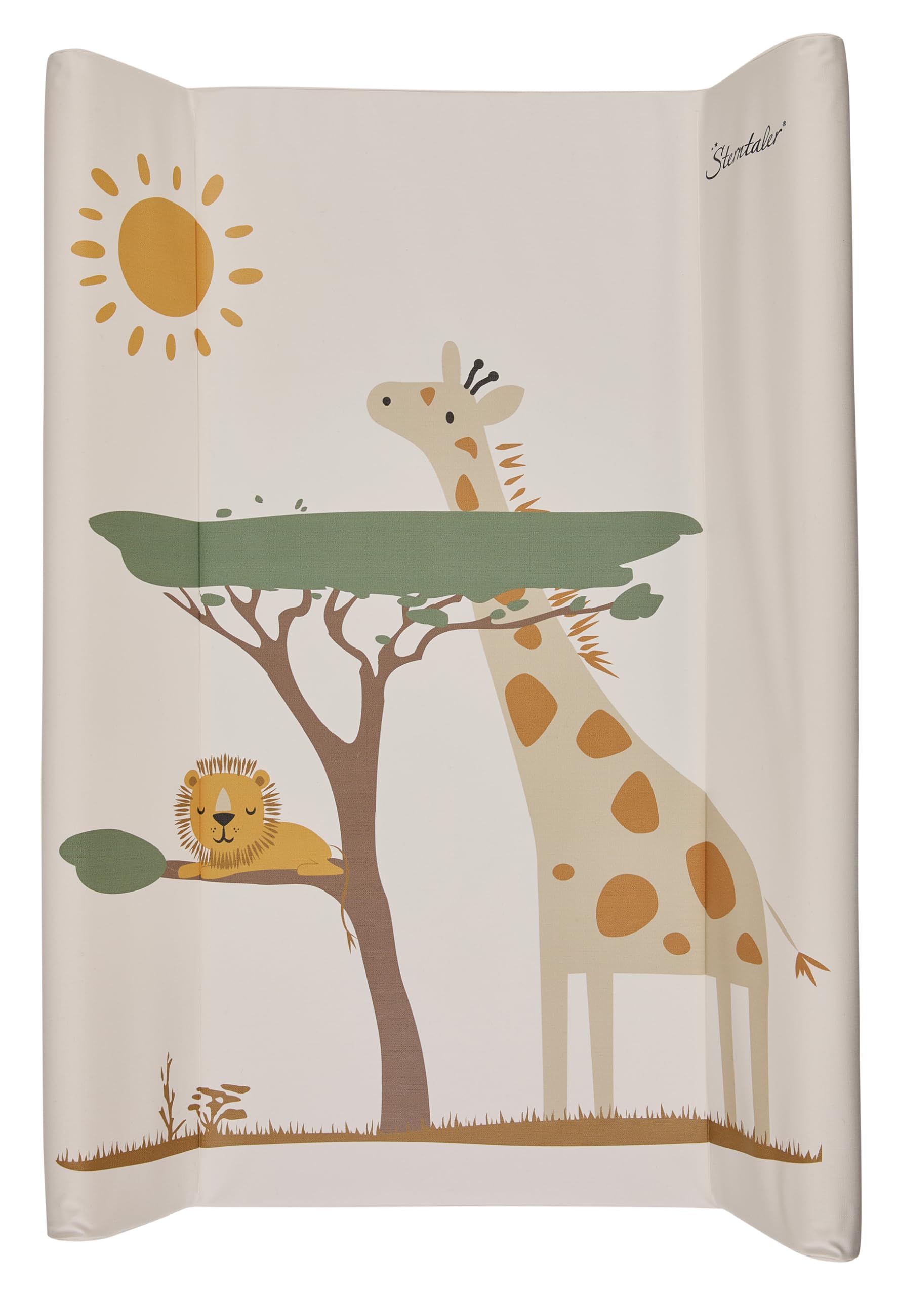 Sterntaler Safari - Cambiador para bebé, material exterior fácil de limpiar y lavable, diseño de jirafa y león, color crudo