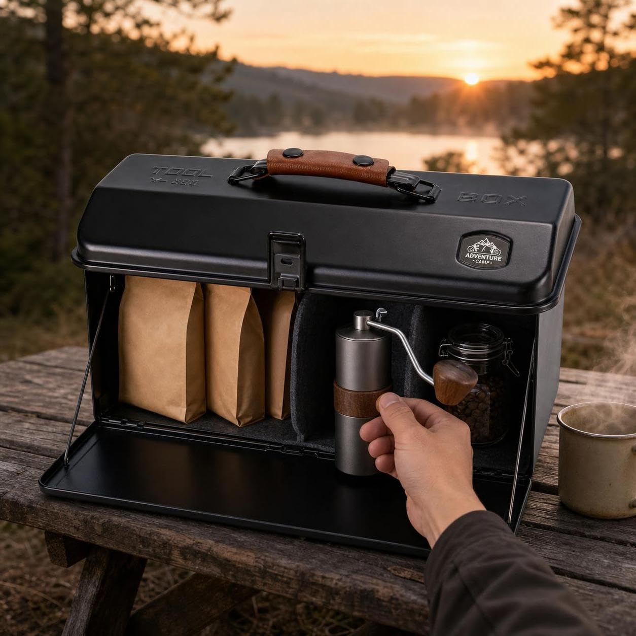 Camping-Aufbewahrungsbox aus Metall, Elegantes Cremeweiß