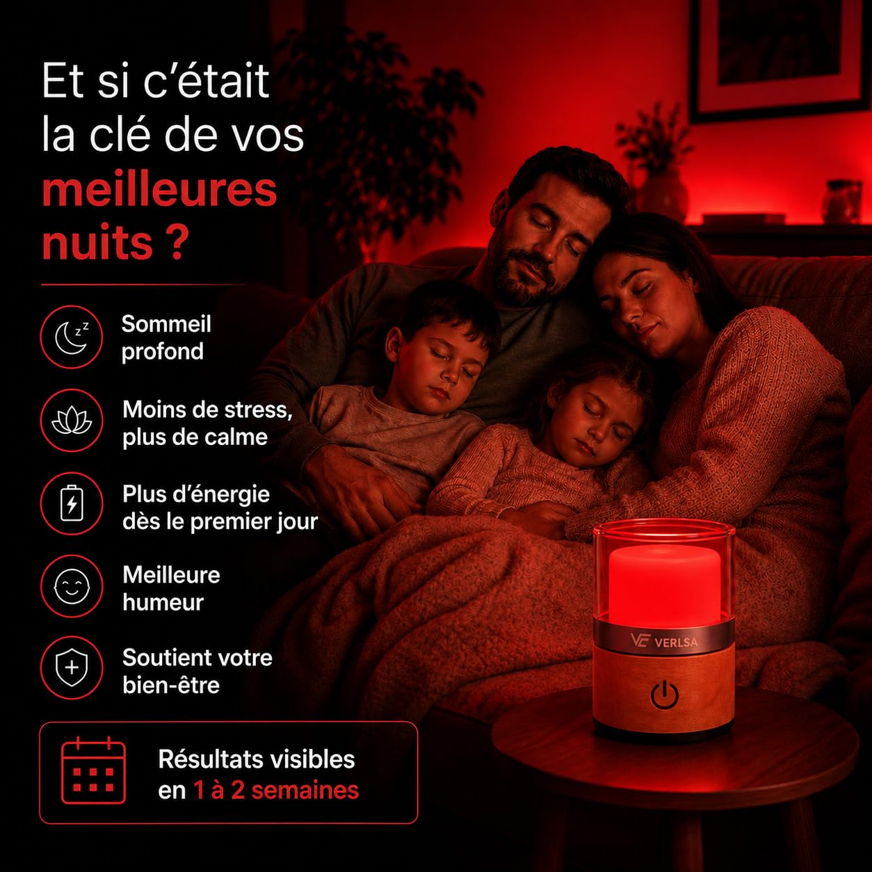 Veilleuse Enfant Bébé Lumière Rouge Nocturne Mélatonine 660nm USB-C