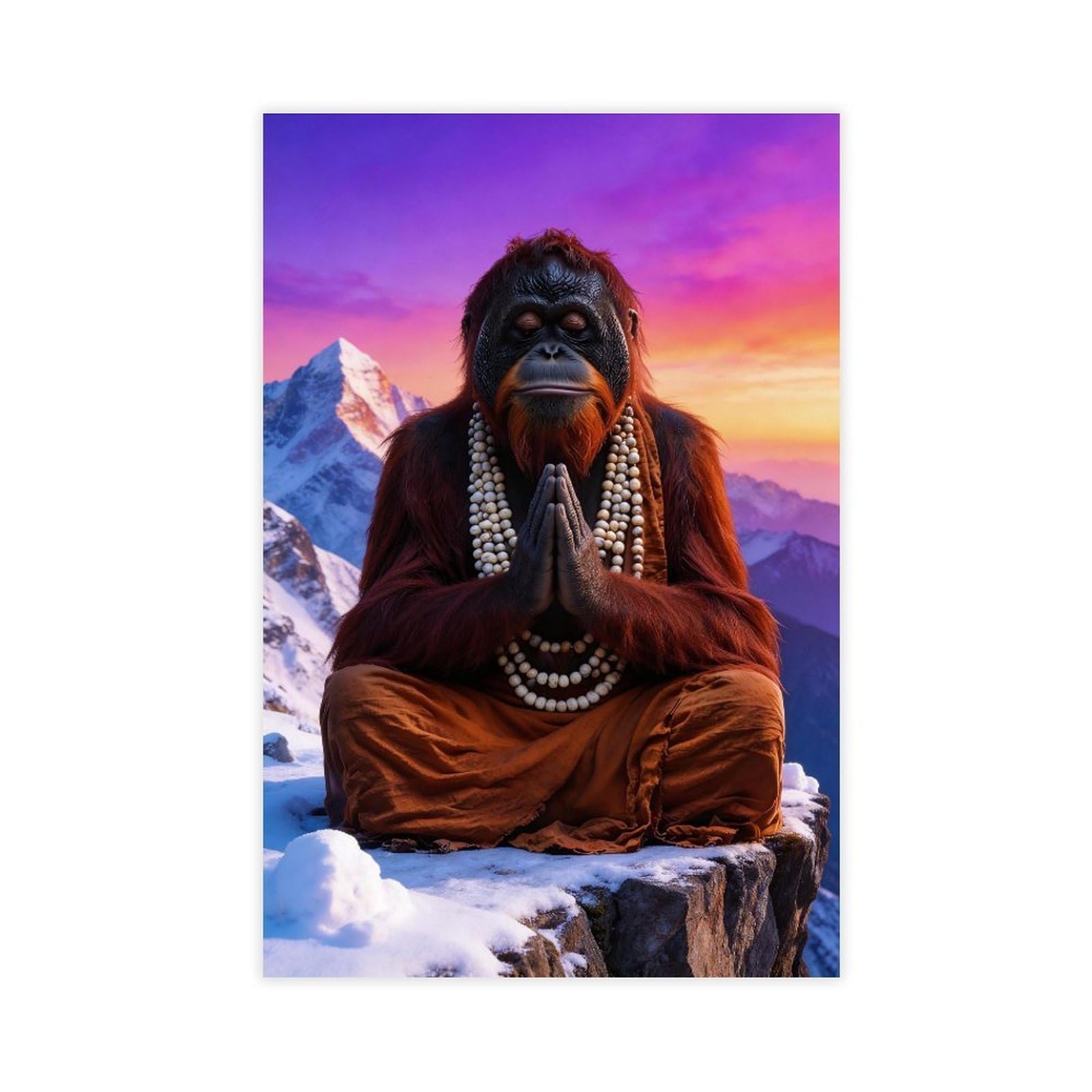 Bareronor Zen Ape Meditating Canvas Poster for Dorm Room Decor Gift