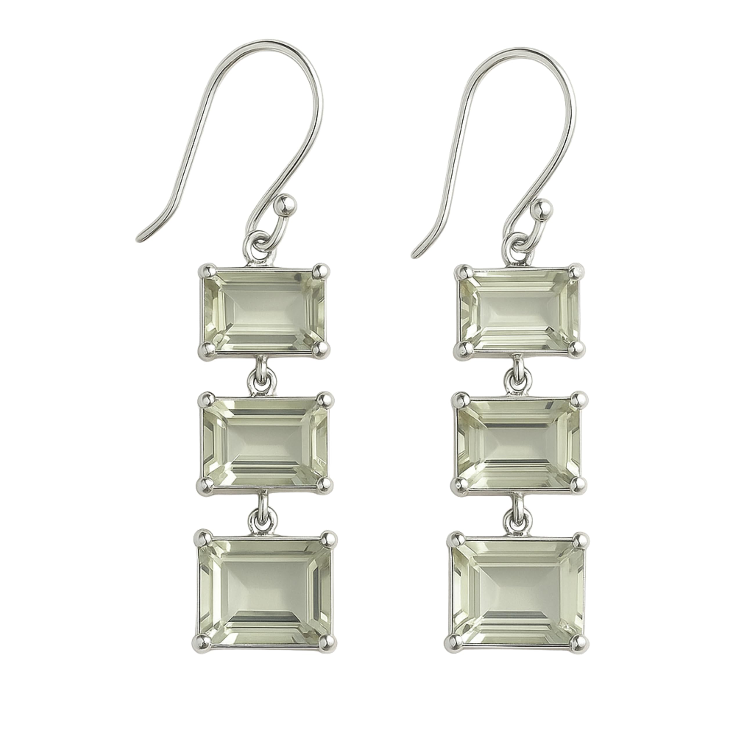 Boucles d'oreilles améthyste verte en argent d'une élégance rare - 8