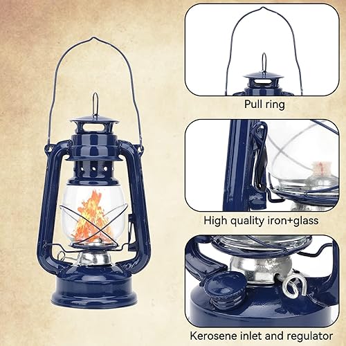 Miniatura 3 de Linterna de combustión de aceite, linterna de huracán, lámpara de aceite, linterna colgante al aire libre, linterna de granjero, linterna vintage