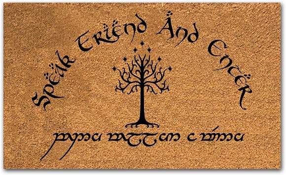 Funny Coir Doormat Speak Friend and Enter with The Elvish Doormat Entryway Outdoor Mat with Heavy Duty Front Porch Welcome Mats Natural Coconut Mat Medium30x17.7