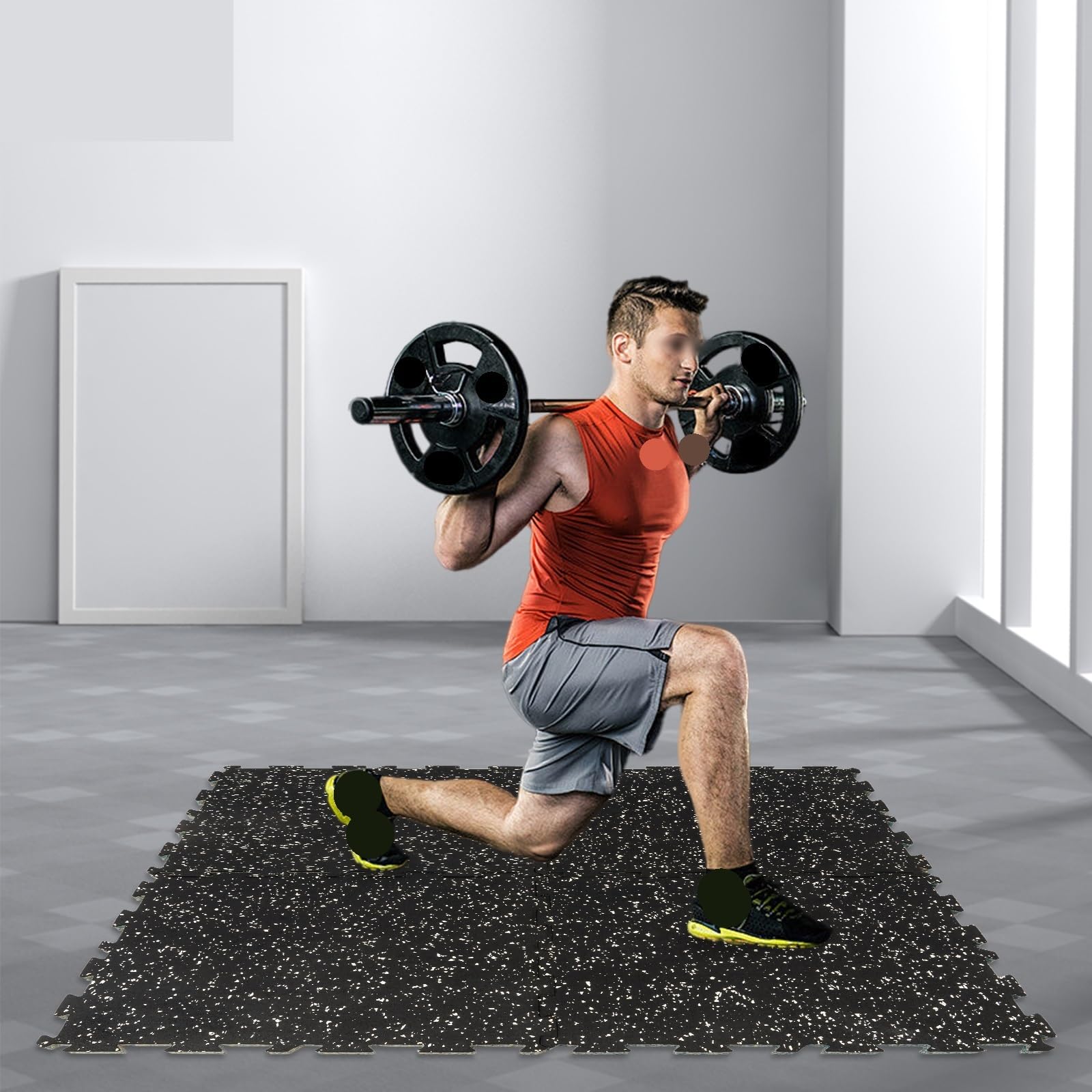4 Uds. Esteras for Equipos de Ejercicio, esteras Goma for y Gimnasio, baldosas Rompecabezas entrelazadas for Suelo en casa para Gimnasio