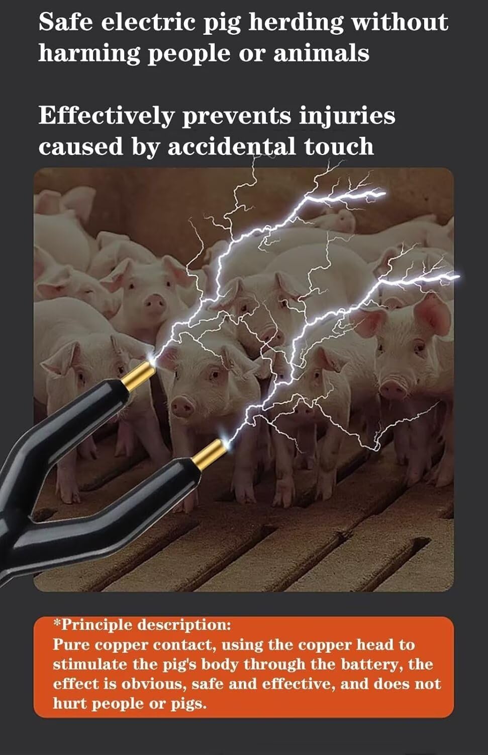 Palo eléctrico para ganado, impermeable, recargable, eléctrico, para aturdir animales, para vaca, cerdo, ganado, cabras, perro grande y más, funciona con pilas