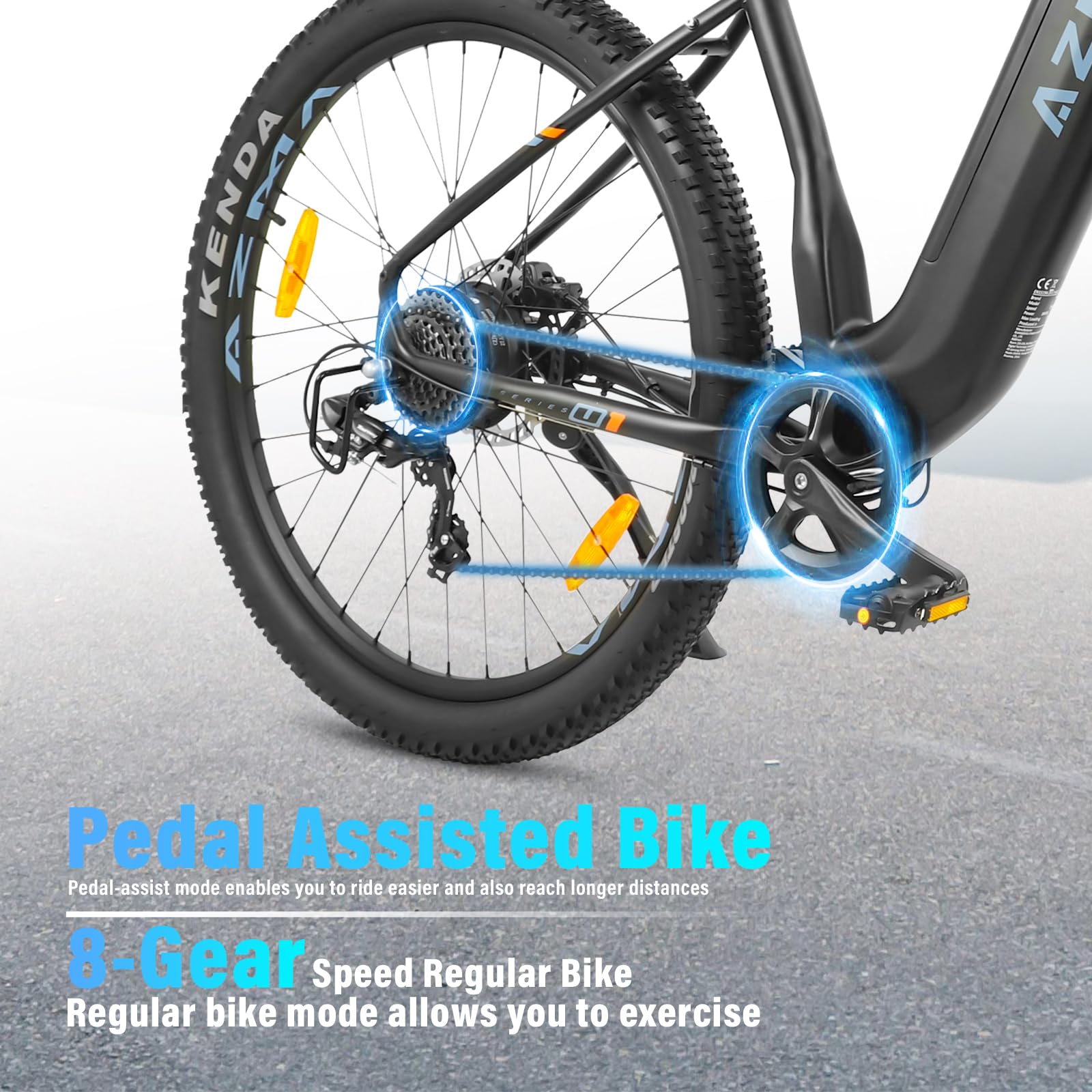 AZMA Bici Elettrica, 27.5"/29" Bicicletta Elettrica Uomo Donna, 48V/36V Batteria Rimovibile, Autonomia Fino 100-150KM, 8 Velocità, Ebike da Per Pendolari Urbani e MTB