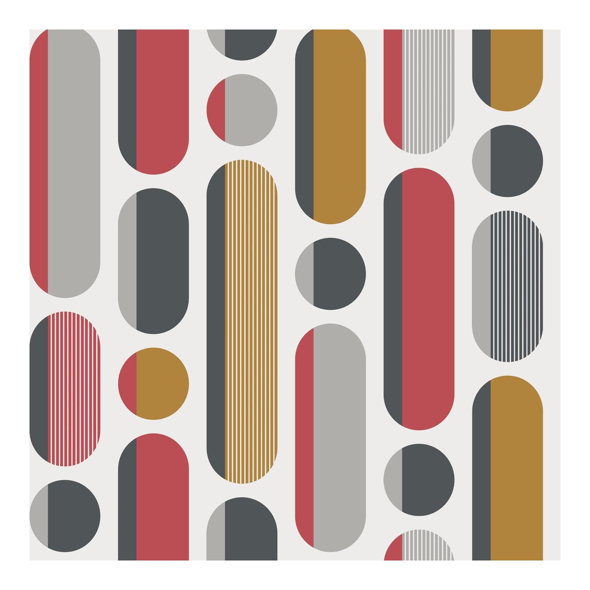 Envy Morse Saffron & Cherry Geometric Wallpaper | Paste The Wall Application | Multicoloured, Eco-Friendly