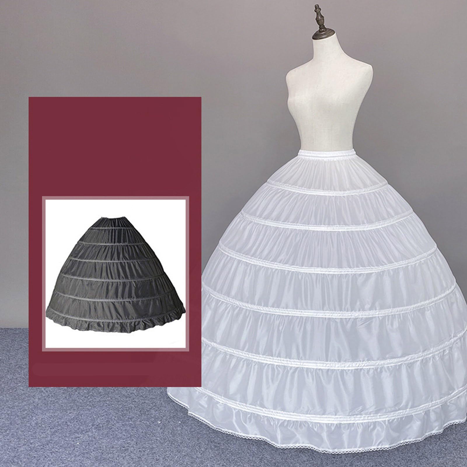 Jupon de mariage pliable avec 6 cerceaux structurés bouffants pour robes de bal, robes de fête, accessoires de robe formelle, robe de mariée, crinoline