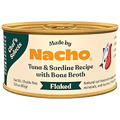 Made by Nacho Flaked Filets Recipe in Bone Broth, Grain-Free Chef's Selects Wet Food for Cats Balanced Diet in Naturally Hydrating Pumpkin-Infused Broth (3.0 oz (Pack of 12), Tuna & Sardine)