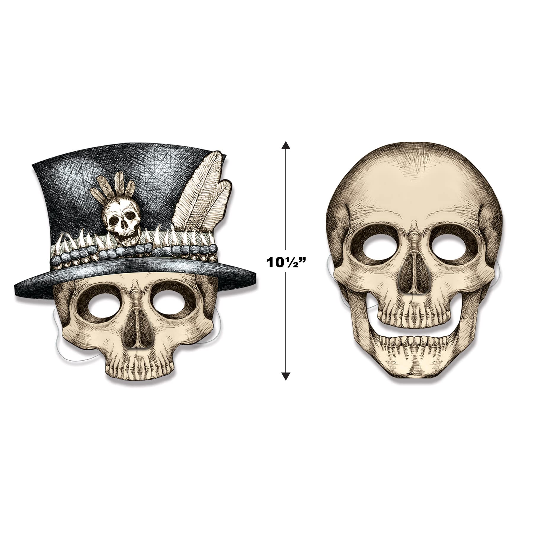 Beistle Skeleton Masks Halloween Party Supplies, Skeletal Faces, 10.5