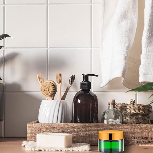 Miniatura 3 de Tarros de crema de vidrio de 1 onza con tapa dorada, recipientes de vidrio verde vacíos, frascos cosméticos recargables para ungüento, loción,