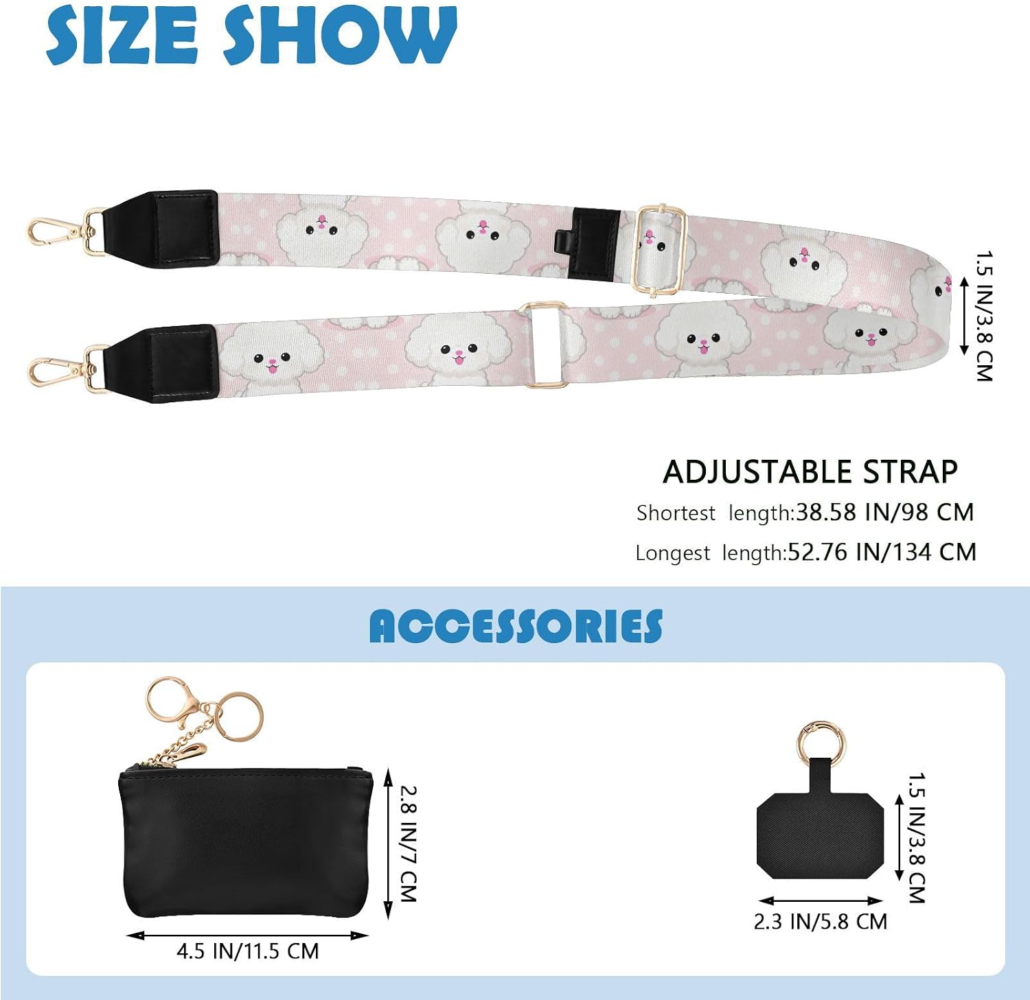 Phone Lanyard Cute White Bichon Frise Crossbody Phone Lanyard | Neck Lanyard for Most Smartphones with Wallet,Travel Essential,Compatible with Most Smartphones
