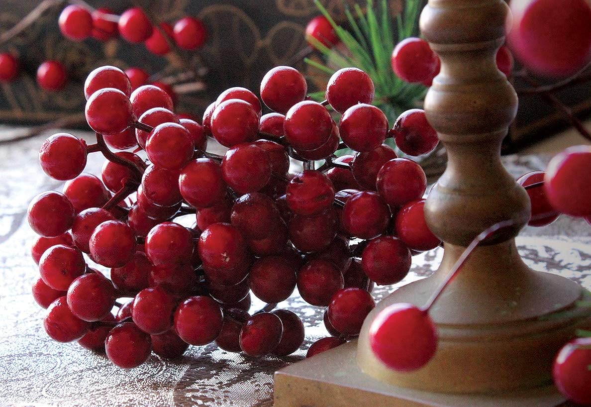Red Berry Picks Christmas Berries for Wreaths Floral Red Berry Stems 8PC