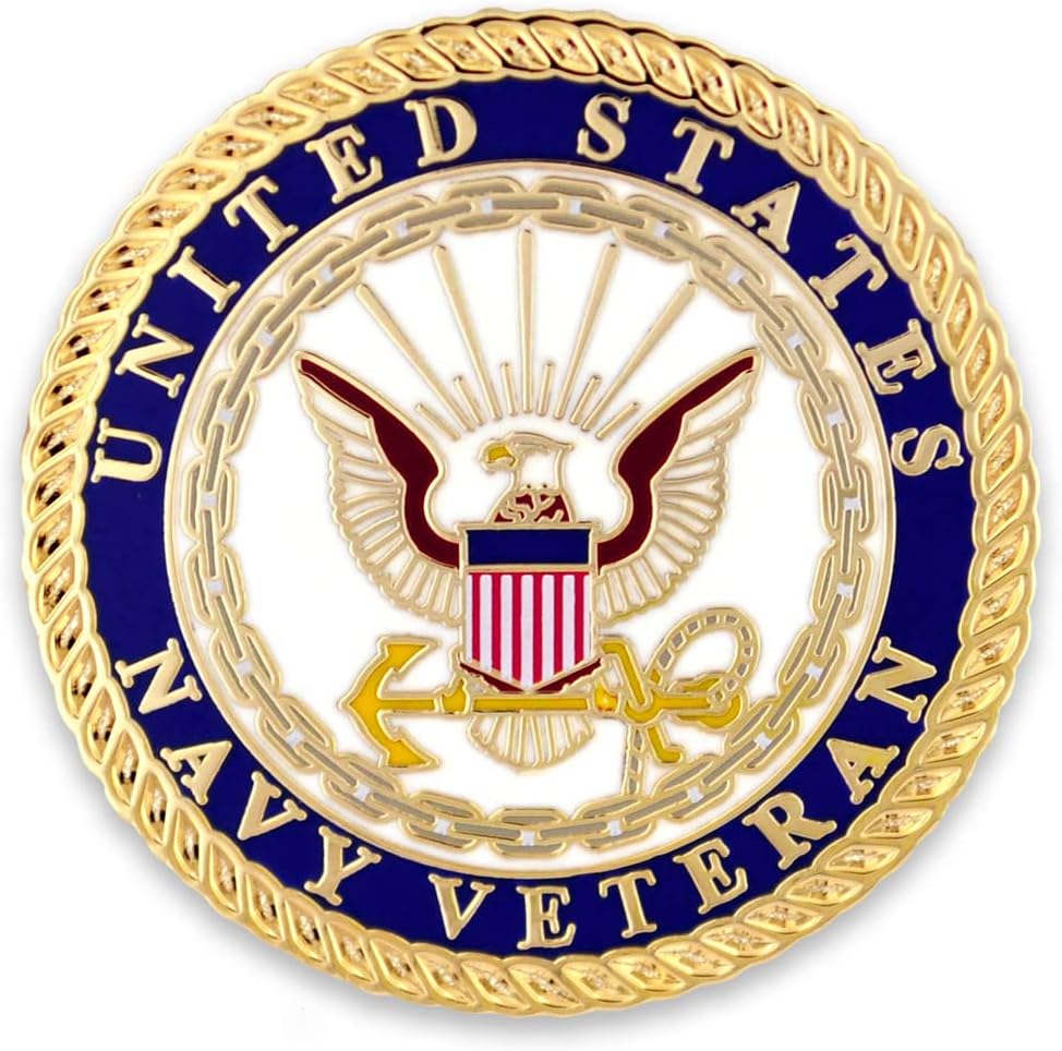 PinMart Officially Licensed U.S. Navy Lapel Pin – United States Navy Military Emblem Pin – Gold Color Plated or Nickel Plated Enamel Brooch with Secure Clutch Back