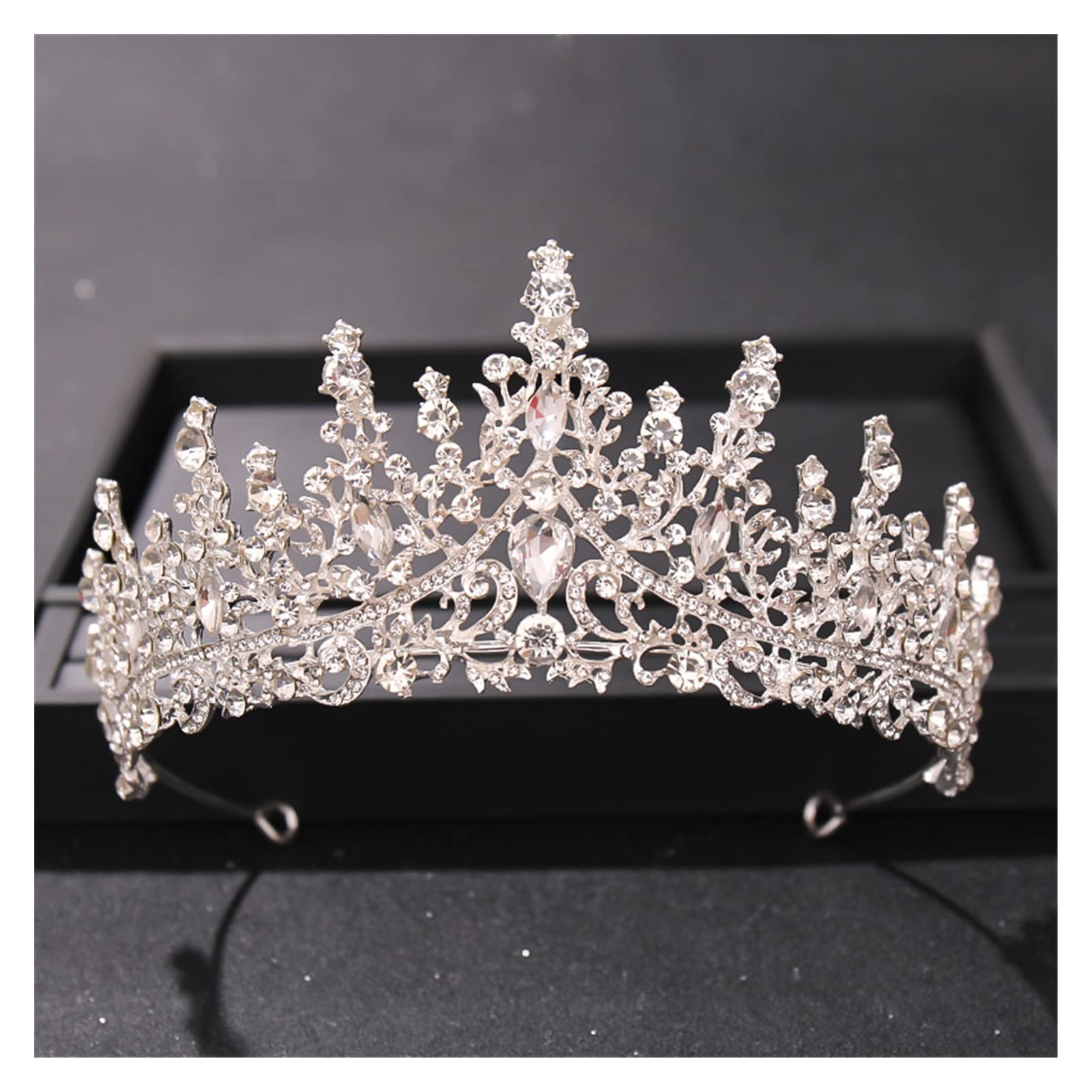 LNNSHX Barock Vintage Rose Gold Kronen und Tiaras Pfirsich Kristall Braut Frauen Tiara Krone Festzug Abschlussball Diadem Hochzeit Haarschmuck Tiara (Metallfarbe: Gold)