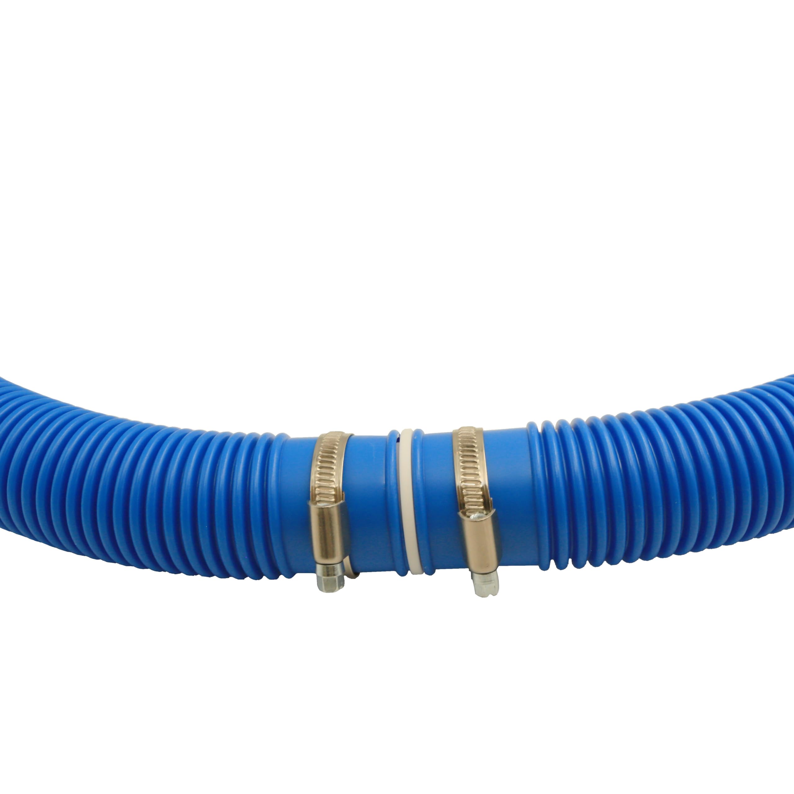 HAF® Manguera de piscina de alta calidad, 38 mm, azul, 12 metros, para jardín y piscina, incluye 2 abrazaderas de acero inoxidable, manguera de piscina, manguera de bomba – Calidad: fabricada en