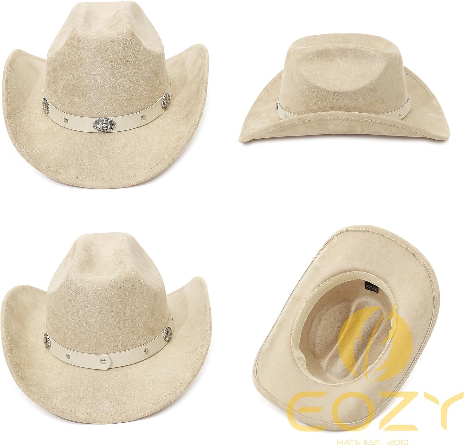 Western Suede Cowboy Hat for Women Men Classic Wide Brim Western Cattleman Cowgirl Hat - Image 2