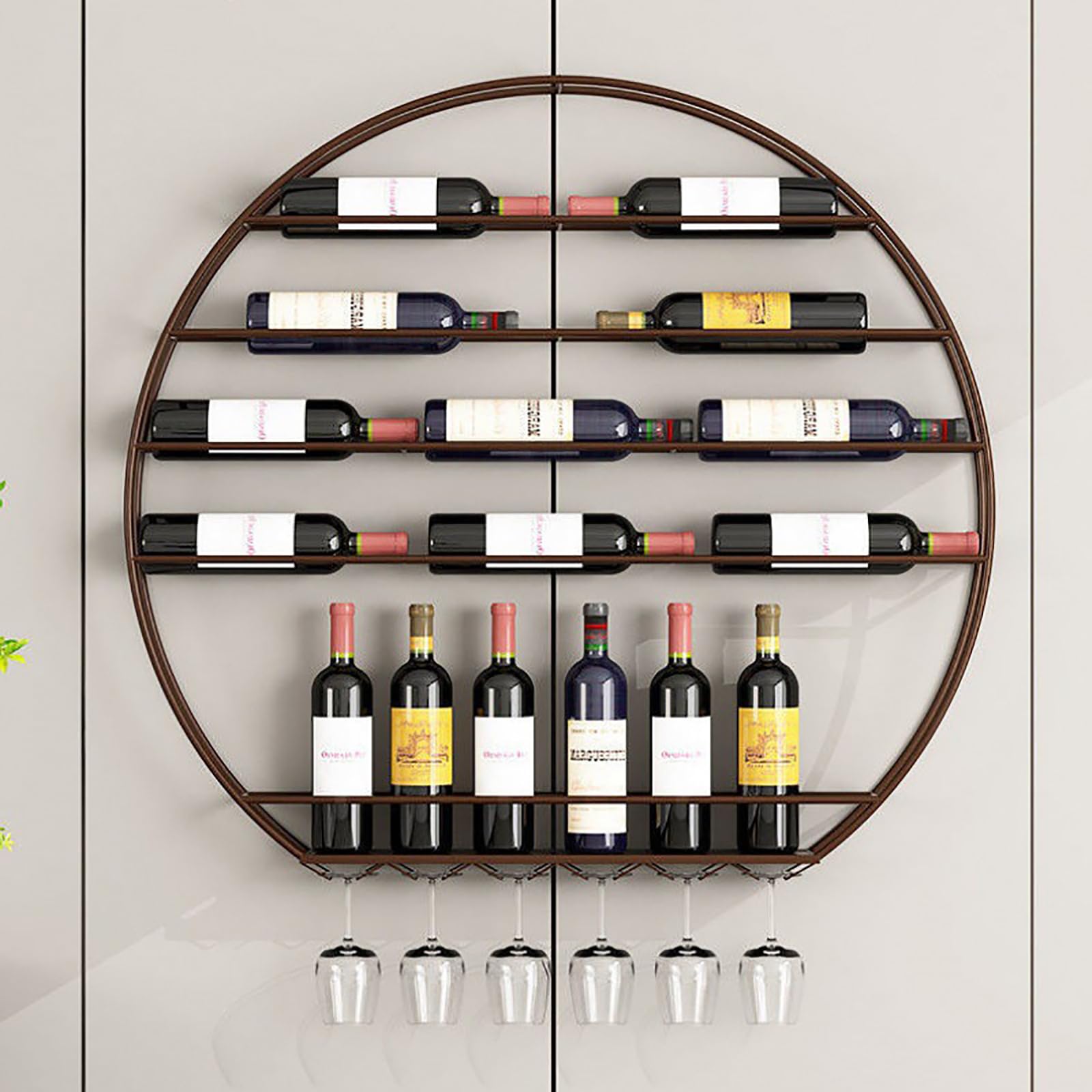 Casier à vin mural industriel et support de rangement pour verres à pied
