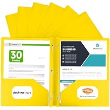 Plastic Folders with Pockets and Prongs,30 Pack Letter Size Two Pocket Folders with 3 Prong, Durable Colored Folders for School, Office, and Home Organization Yellow