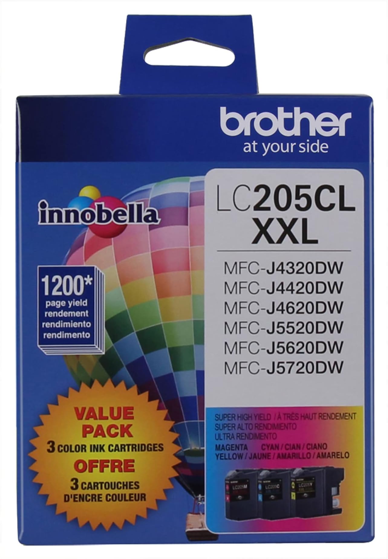 Brother Printer LC2053PKS Multi Pack Ink Cartridge, Cyan/Magenta/Yellow