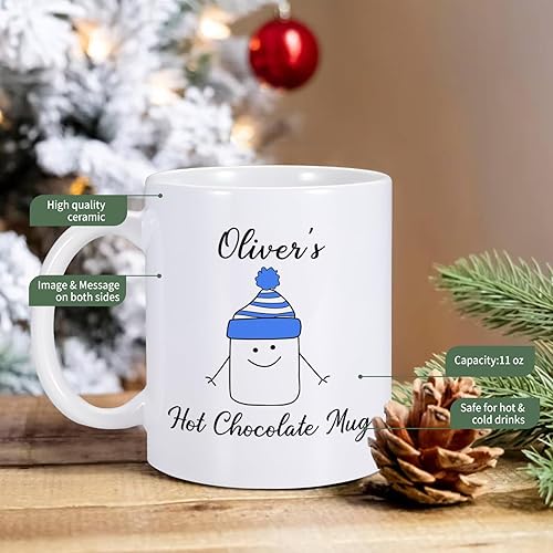 Miniatura 4 de COLBEAR Taza de café de Navidad con nombre personalizado, cerámica de 11 onzas, taza de cacao caliente personalizada, regalo para niños, apto para
