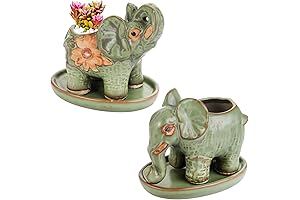Bekith Elephant Shaped Succulent Planter Pots with Saucers