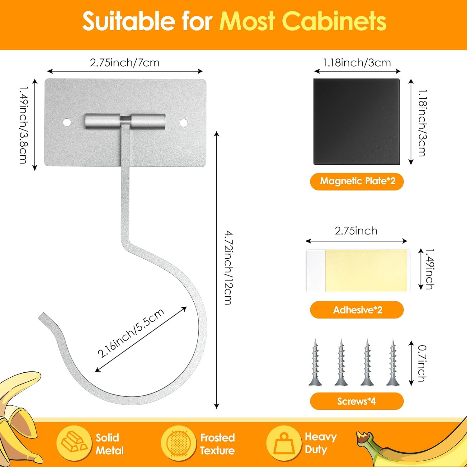 2PCS Self Adhesive Banana Hook Under Cabinet Foldable Banana Hanger image 5