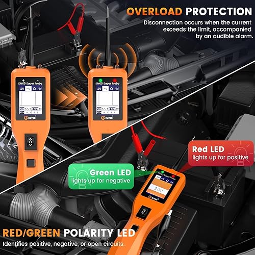 Vista 21 de KZYEE Kit de sonda de circuito de alimentación KM10, probador de circuito automotriz de 12 V 24 V, multímetro digital, buscador corto, probador