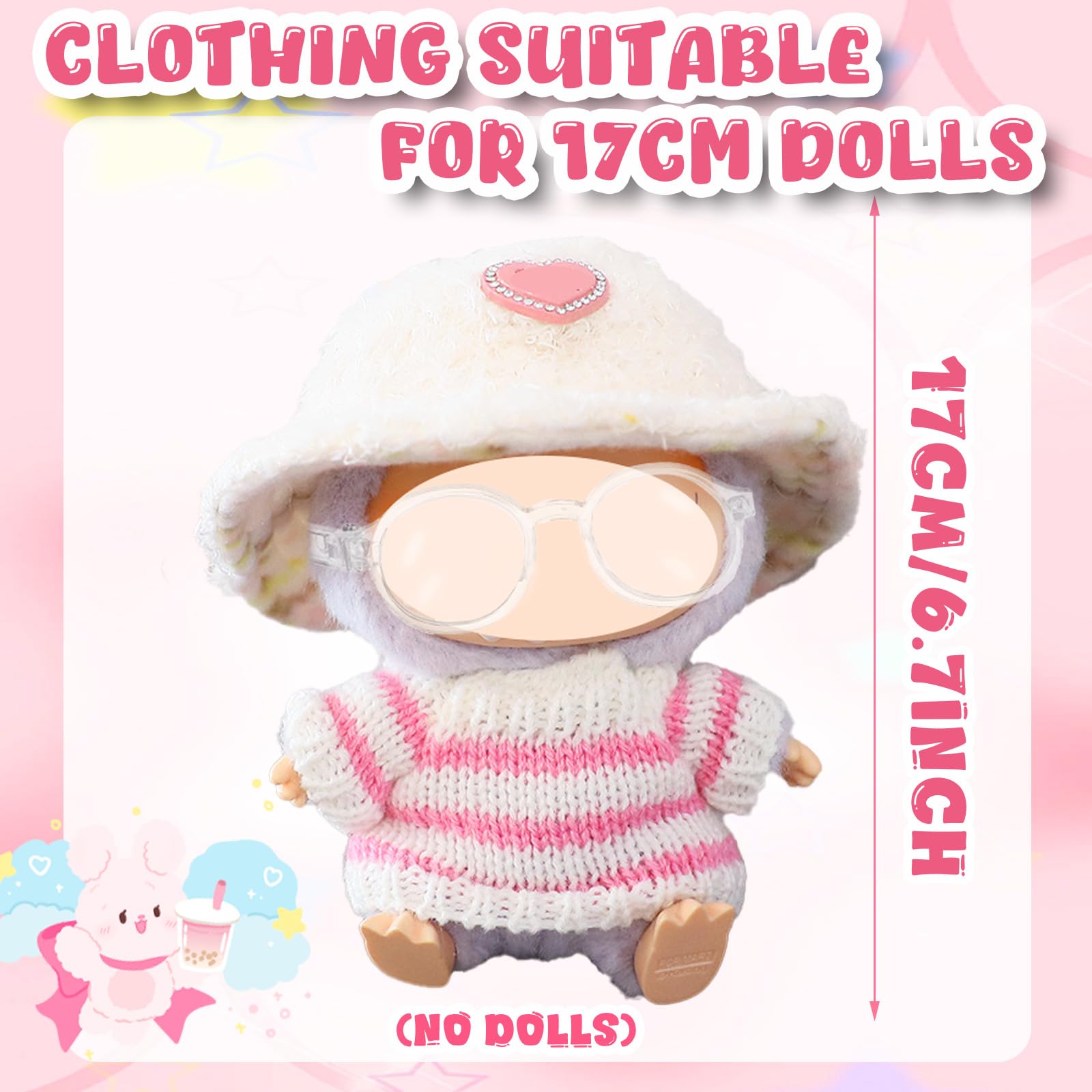 Set Vestiti Per Peluche 17 Cm – 5 Pezzi: Cappello, Top, Tuta, Impermeabile E Scarpe