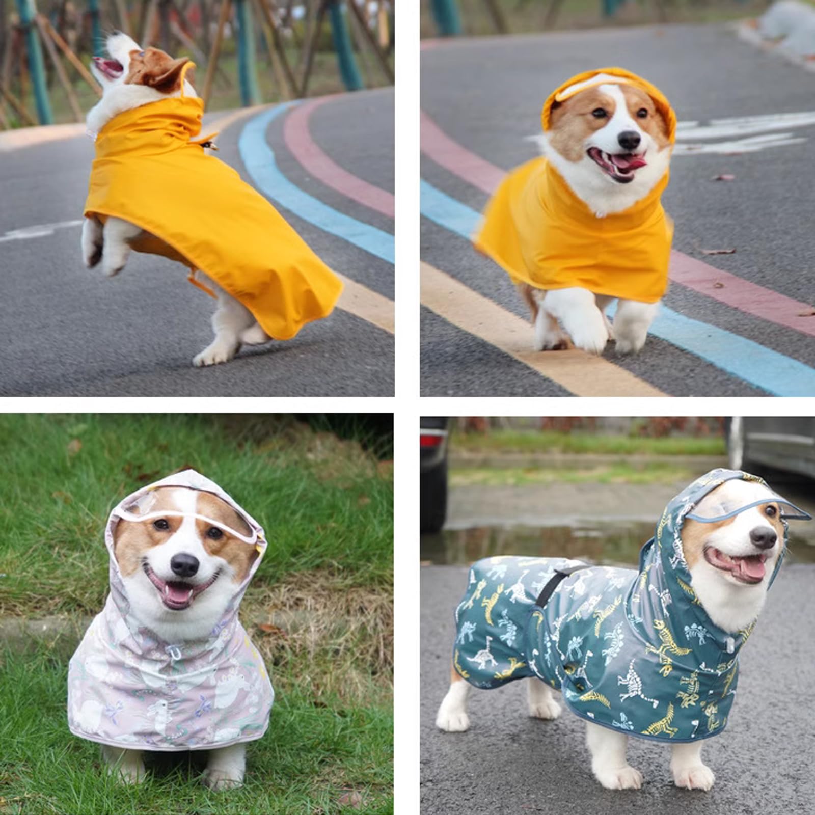 Hunde-Regenmantel, Verstellbarer, Transparenter Hunde-Regenmantel Mit Kapuze, Glatter Regenumhang, Leichte Welpen-Regenausrüstung, Outdoor-Kleidung Mit Leine