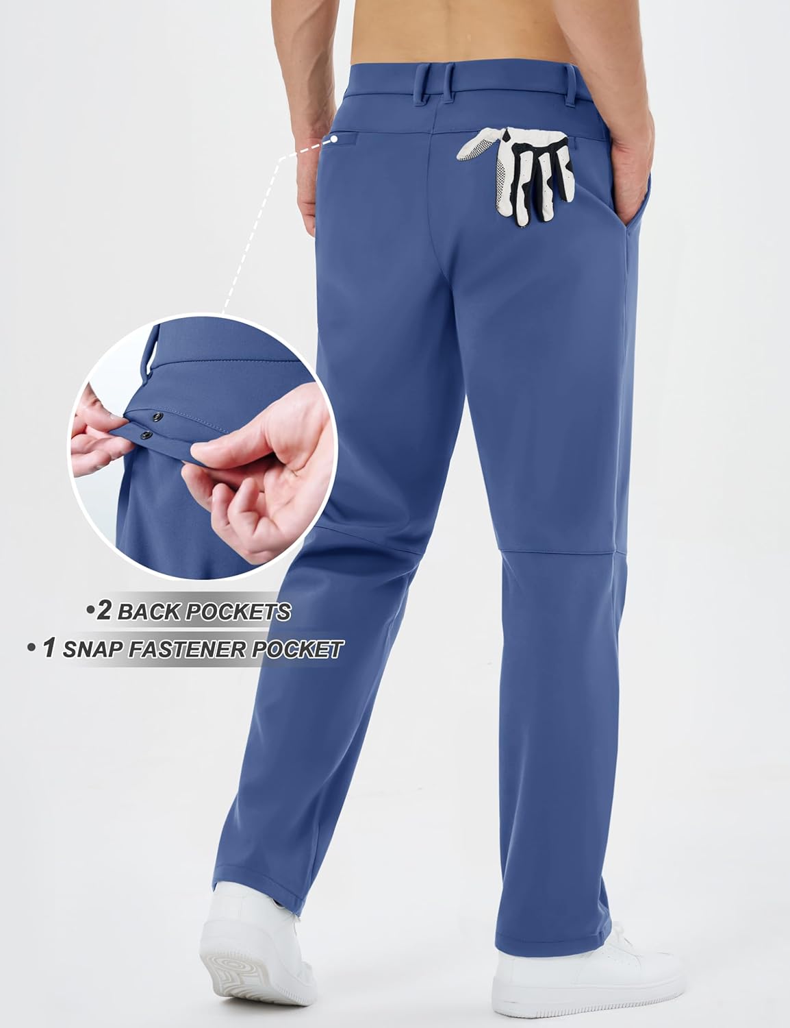 TACVASEN Winter Golf Pants for Men Fleece Lined Work Business Casual Dress Slacks Water Resistant Stretch Warm Trousers - Image 2