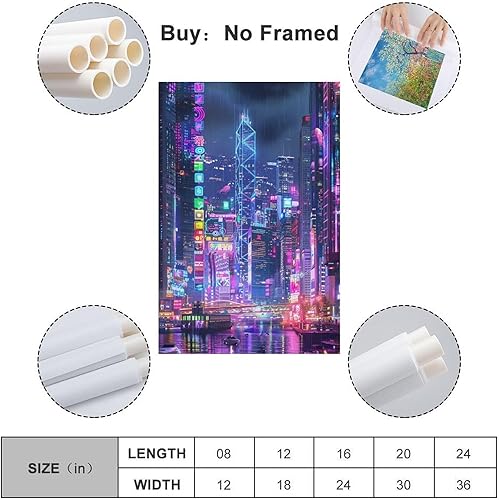 Miniatura 2 de Cyber Punk City Canvas Painting Print Wall Art Modern Living Room Kitchen Posters Bedroom Room Aesthetics Decor 12x18inch(30x45cm) Unframe-style