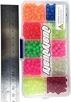 Vista 7 de QualyQualy Cuentas de pesca surtidas, cuentas de pesca de vidrio de plástico, rojo y amarillo, mezcla de colores, cuentas de pesca luminosas